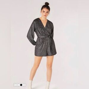APRICOT Black Glitter Wrap Romper